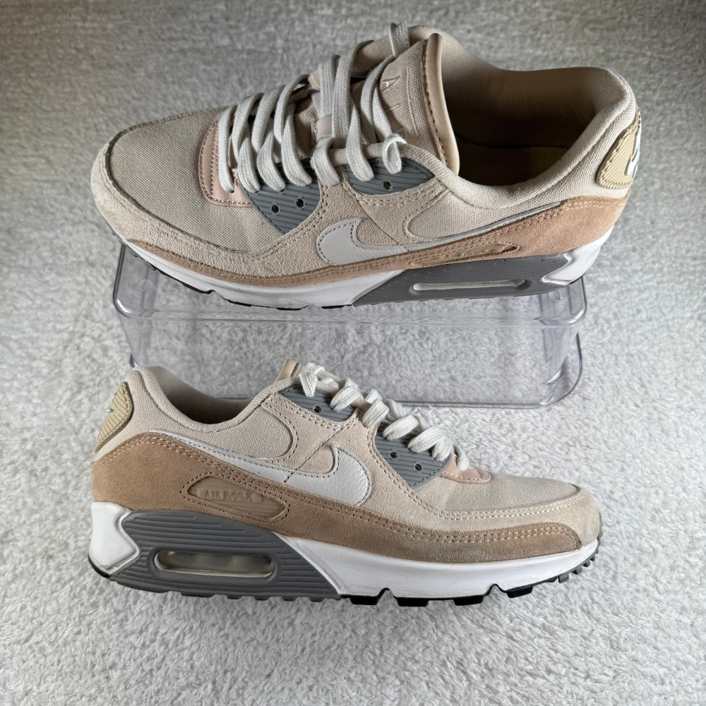 Nike Air Max 90 Men 8.5 Sanddrift Hemp DA1641-201 Good Suede Canvas Sneakers
